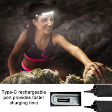 Load image into Gallery viewer, Headlamp Flashlight, Rechargeable LED Headlamps 1200Lumens 2 COB 230°Wide Beam Headlight with Motion Sensor Bright 5 Modes Lightweight Waterproof Head Lamp for Outdoor Running, Camping Hiking