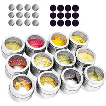 Load image into Gallery viewer, Set of 12 Stainless Steel Spice Jars Organizer