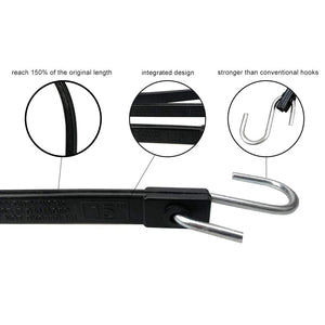 Long Heavy-Duty Natural Rubber Bungee Cords (10-Pack Black)