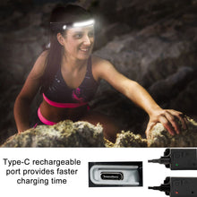 Load image into Gallery viewer, Headlamp Flashlight, Rechargeable LED Headlamps 1200Lumens 2 COB 230°Wide Beam Headlight with Motion Sensor Bright 5 Modes Lightweight Waterproof Head Lamp for Outdoor Running, Camping Hiking
